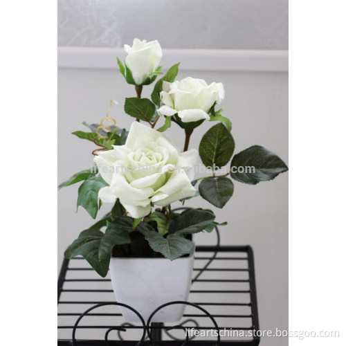artificial flower, rose flower, 32cm artificial rose bonsai in cream